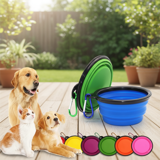 Folding Portable Silicone Pet Feeder Bowl – 2-in-1 Food & Water Dispenser